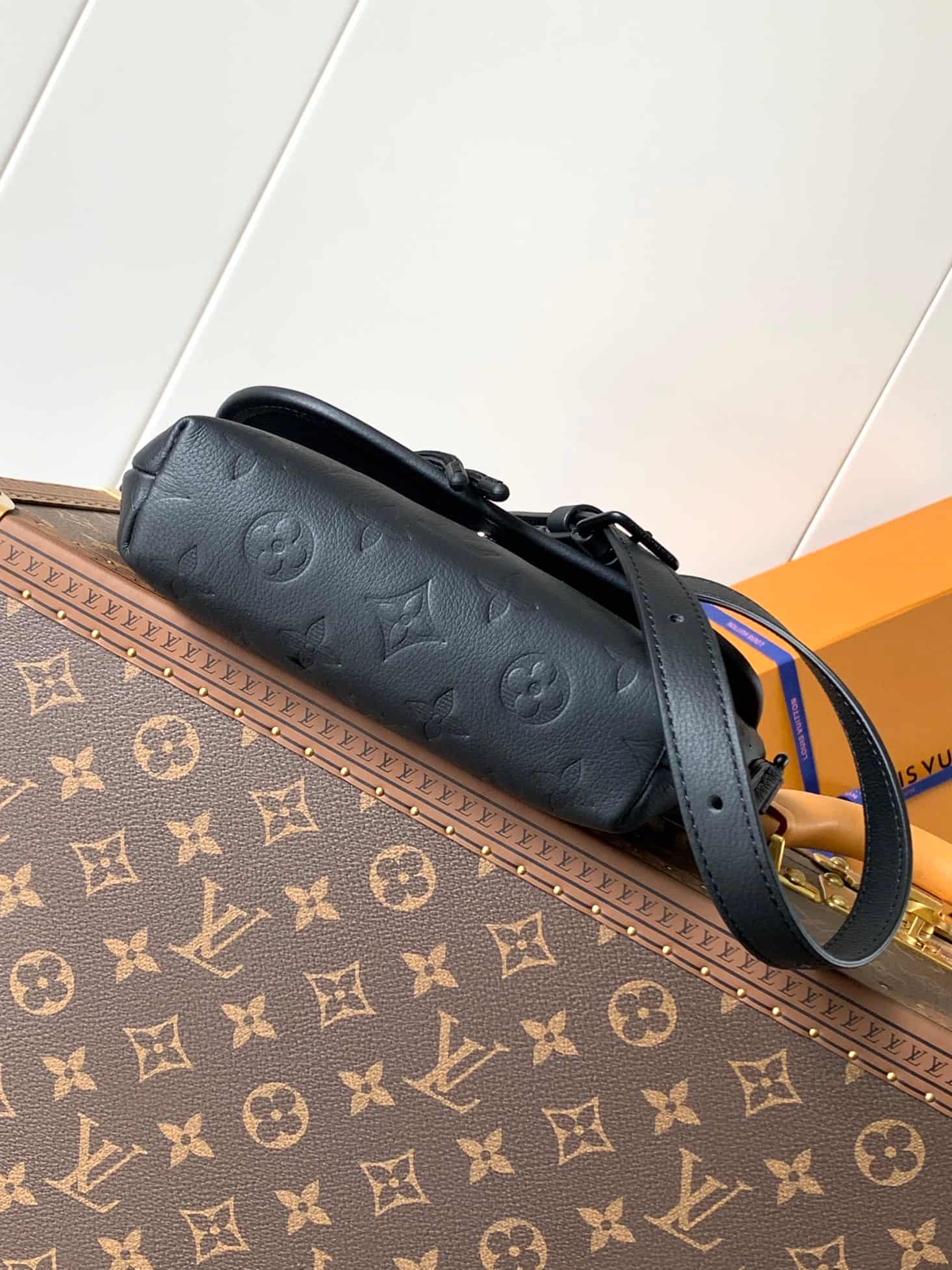 Louis Vuitton Pulse Wearable Wallet Black Monogram Shadow embossed cowhide leather M12636 High