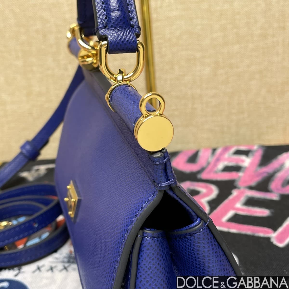 Dolce & Gabbana Miss Sicily top handle bag calfskin leather Royal blue high