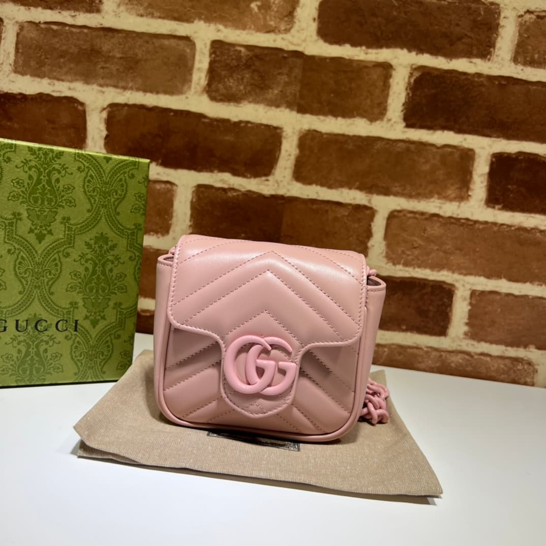 Gucci GG Marmont belt bag ‎739599 pink High