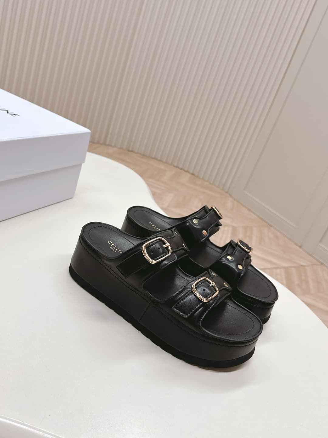 Celine Polly Wedge Mule Shoes Women
