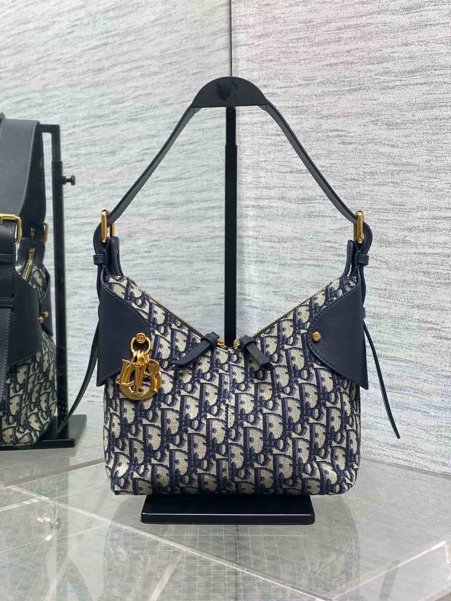 Small Dior Voyage Bag Blue Dior Oblique Jacquard Canvas High