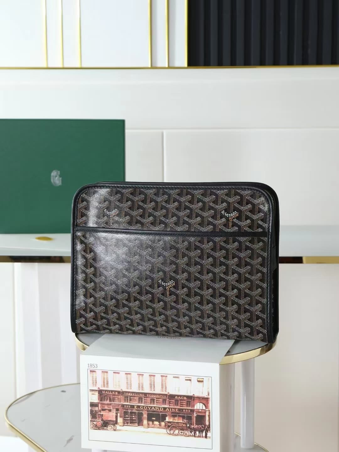Goyard Jouvence Toiletry Bag in Black Goyardine Canvas High