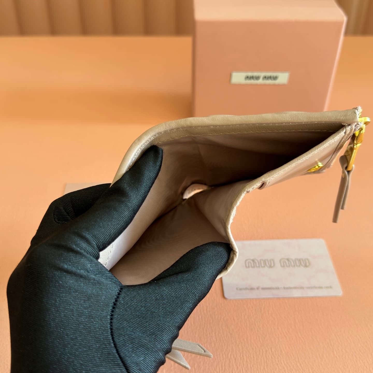 Miu Miu Begonia Powder Pink Matelassé Nappa Leather Wallet 5MV017 TOP