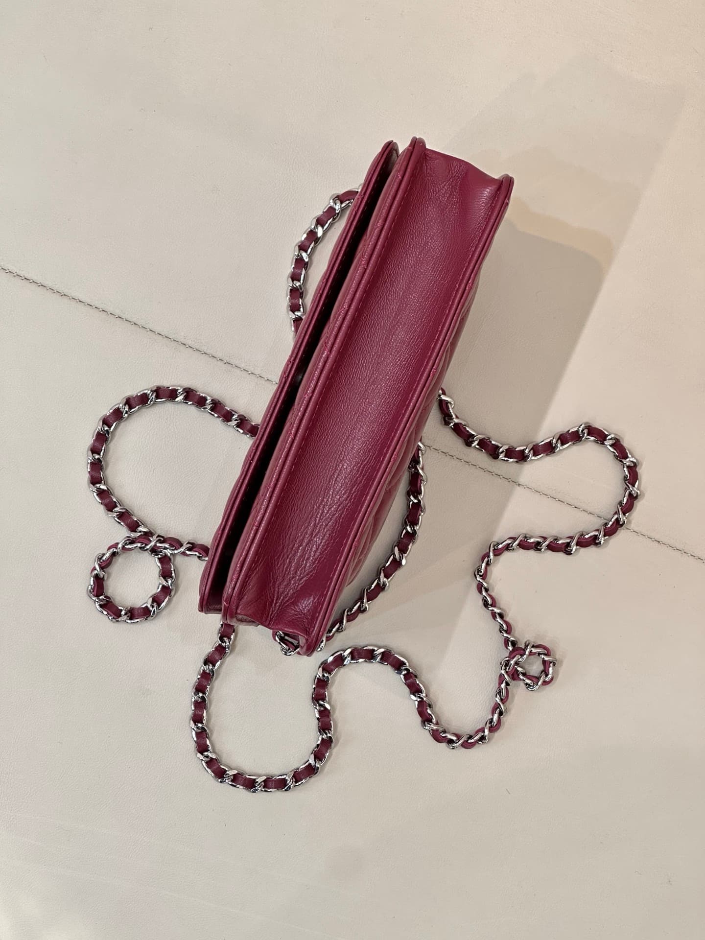 Chanel Wallet on Chain Lambskin& Sliver-tone Metal AP0250 Claret TOP