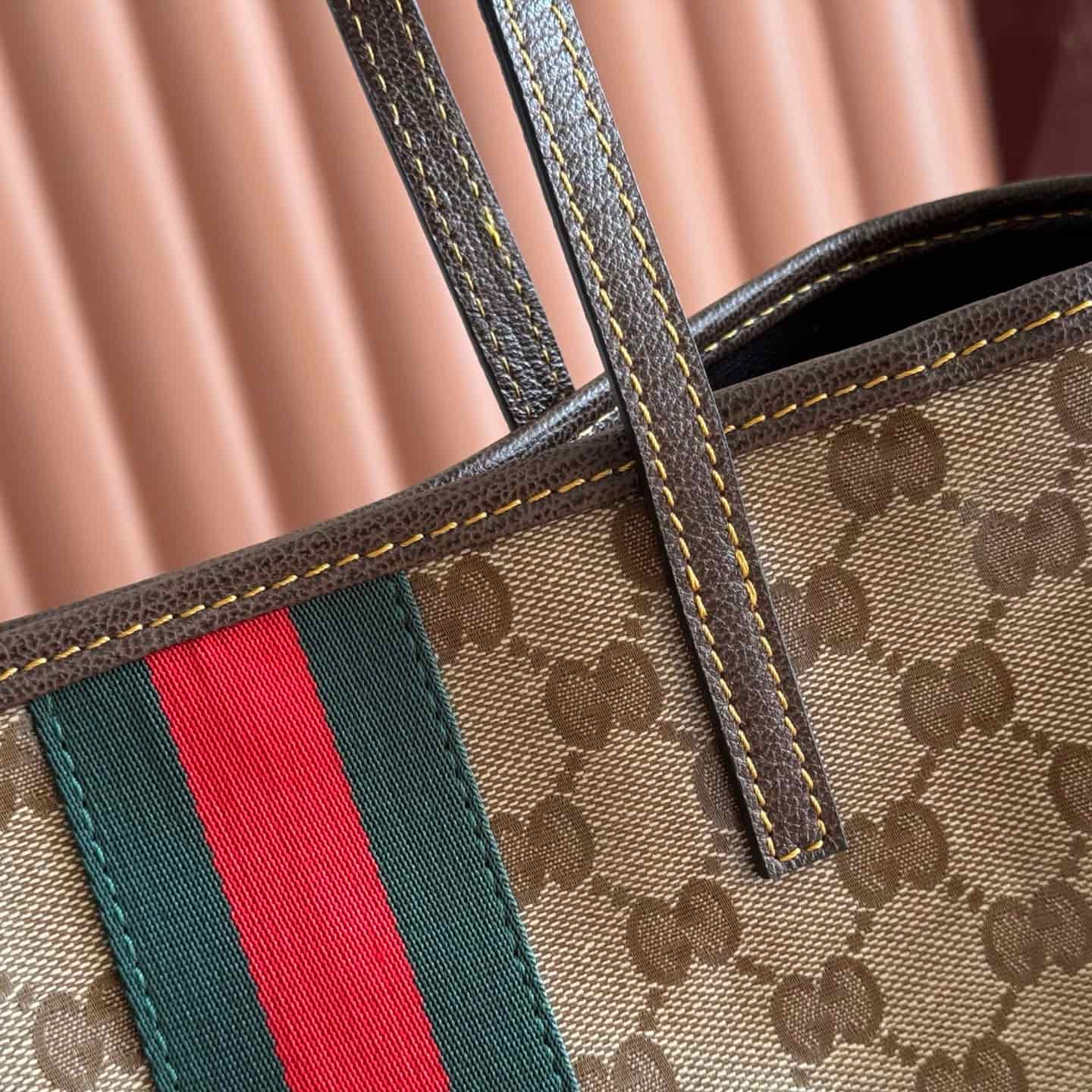 Gucci Tribeca small tote bag sand and brown GG canvas 875236 High