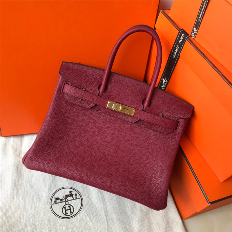 Hermes Birkin 25/30/35cm Bag Togo Leather In Bordeaux WAX High