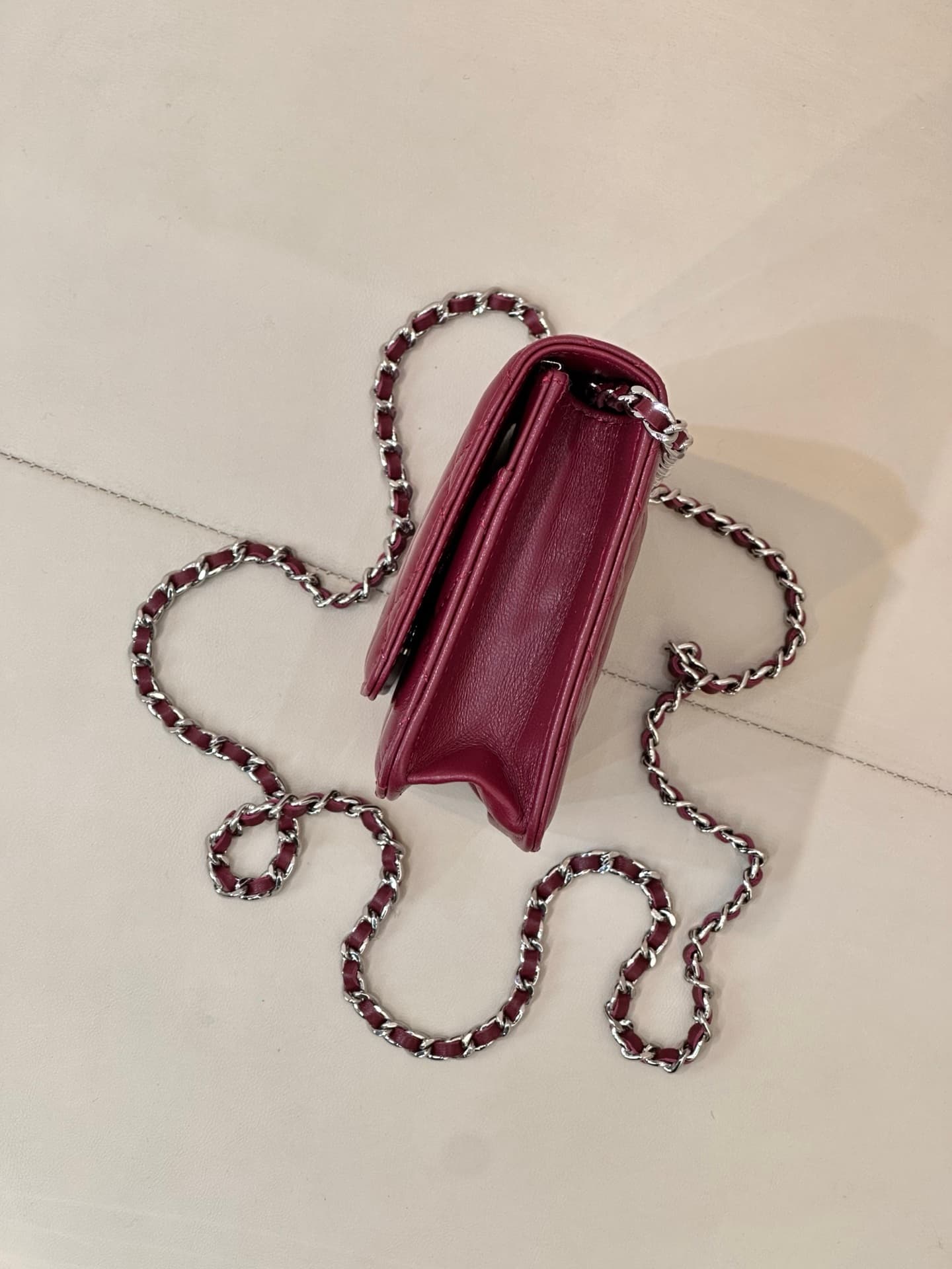 Chanel Wallet on Chain Lambskin& Sliver-tone Metal AP0250 Claret TOP