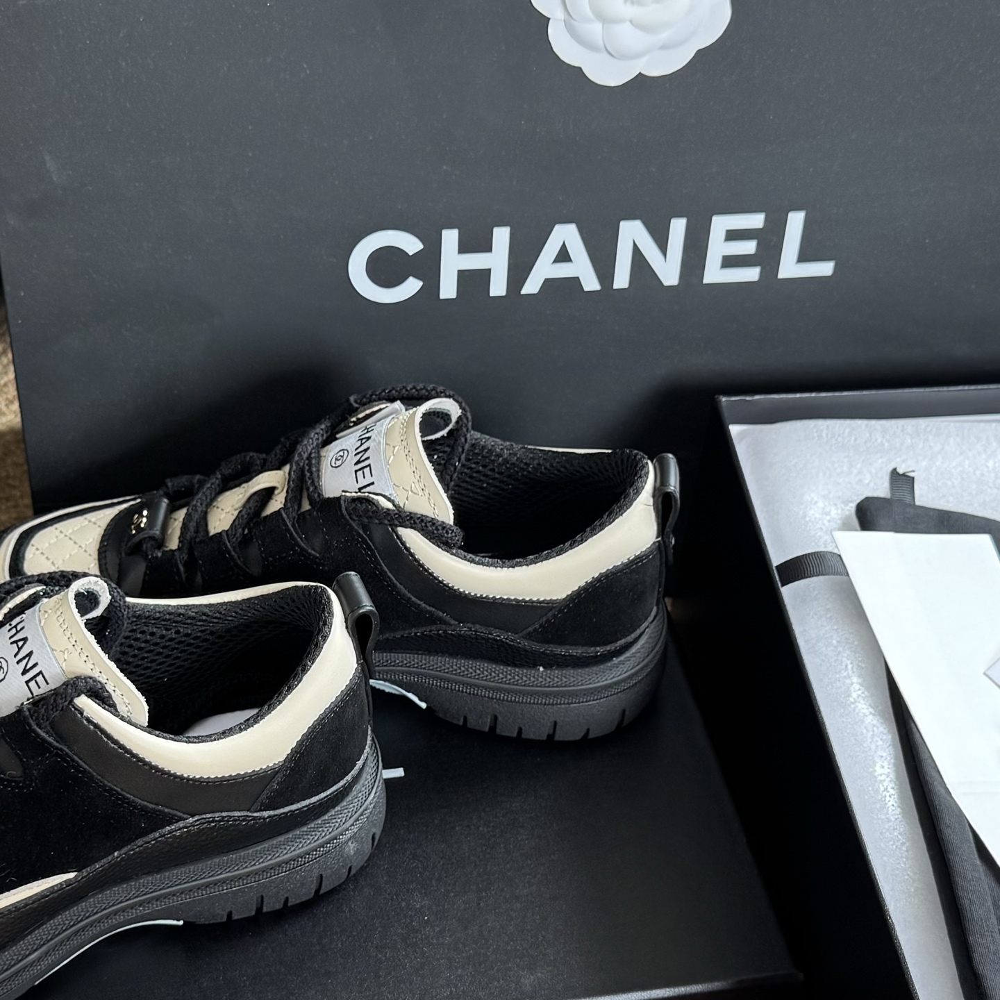 Chanel Calfskin Suede Calfskin Lambskin  Sneaker shoes Women