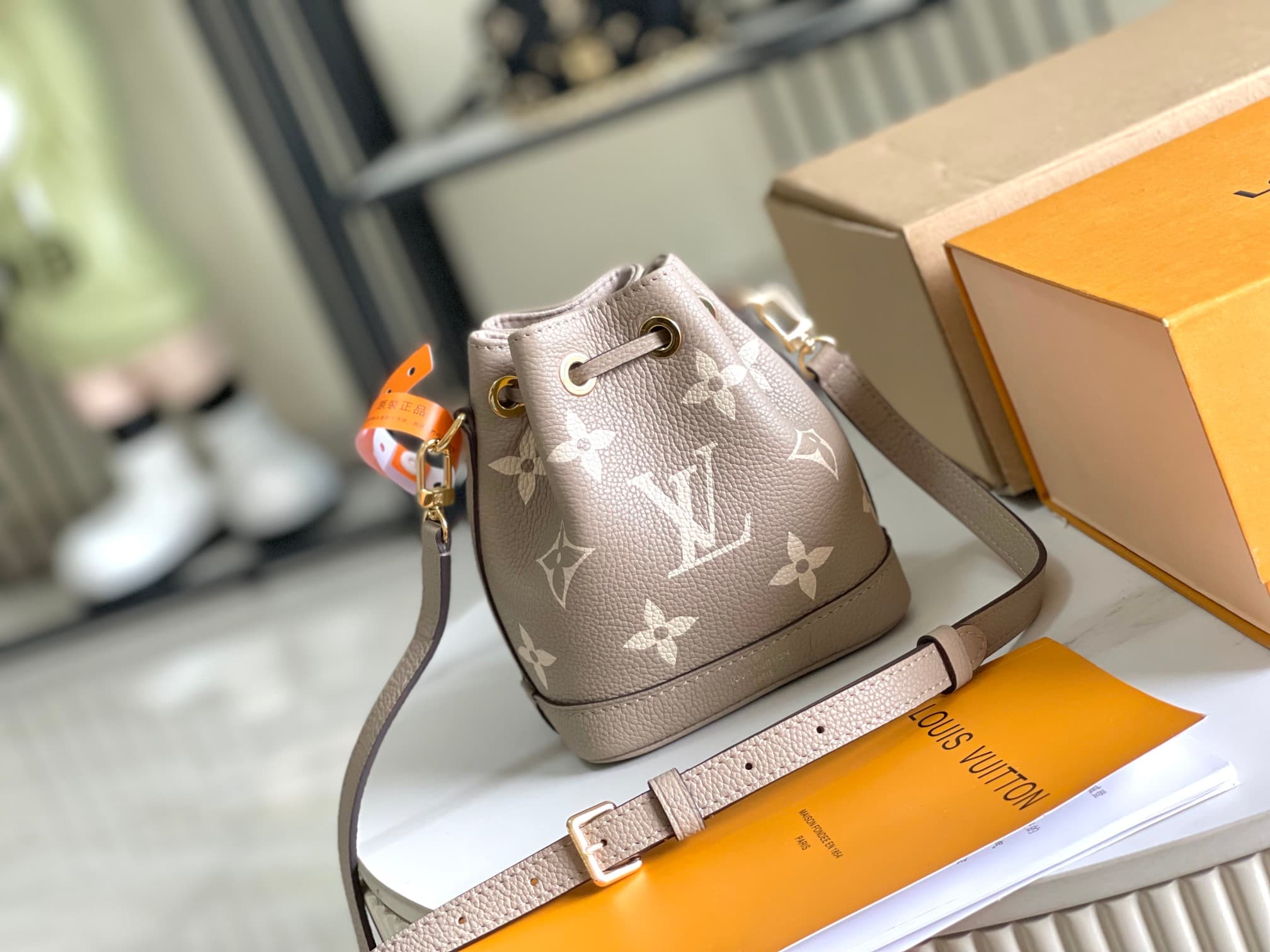 Louis Vuitton Nano Noé Tourterelle Gray / Cream Monogram Empreinte leather M46291 TOP