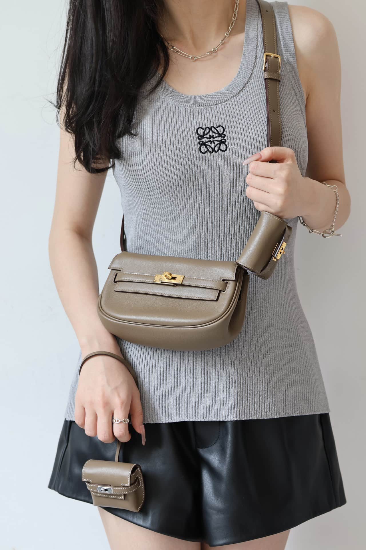 Hermes Kelly Moove Swift Leather Silver/Gold Metal WAX High