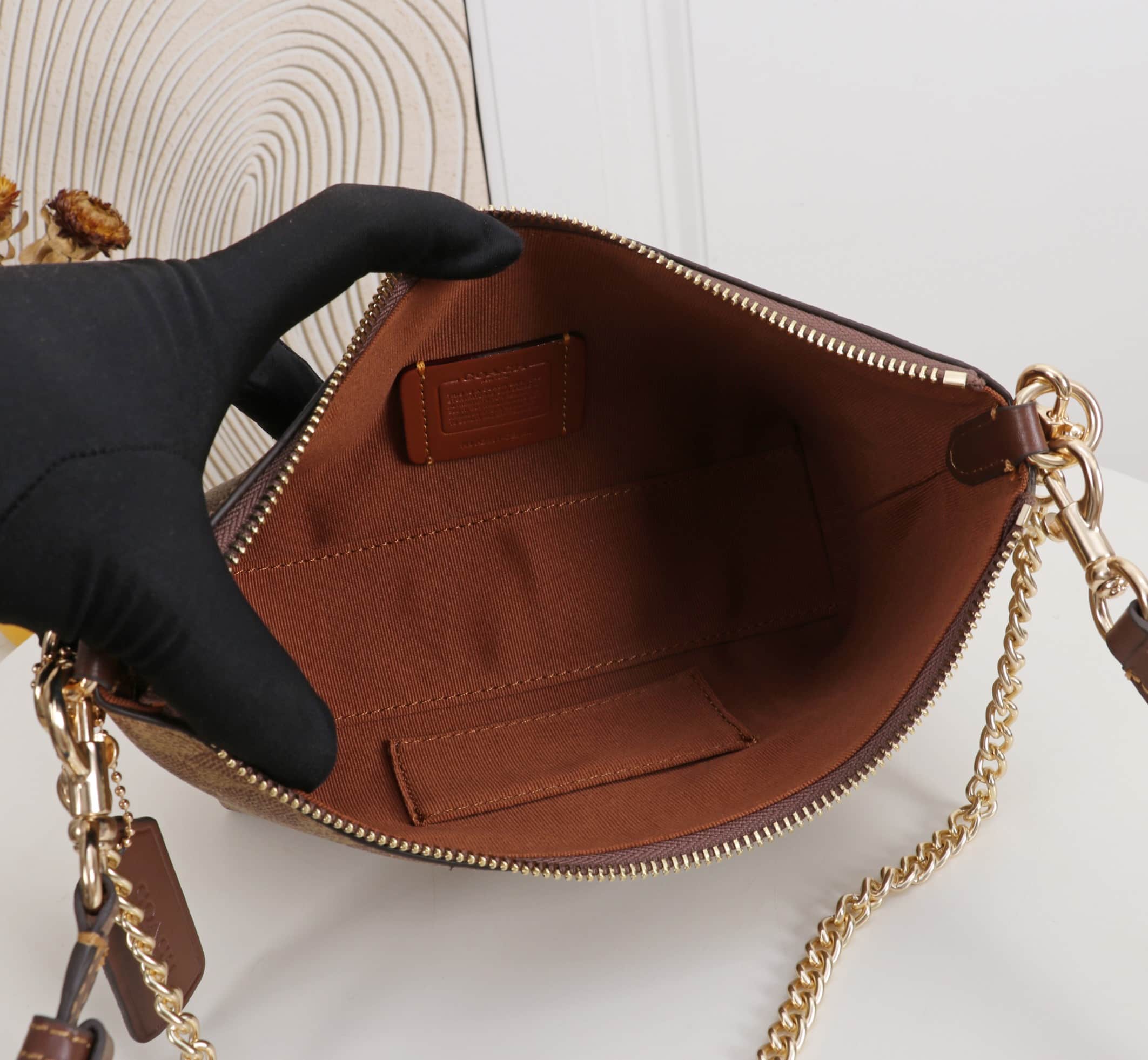 Coach Caitlin Shoulder Bag In Signature Canvas Gold/Tan/Brown High
