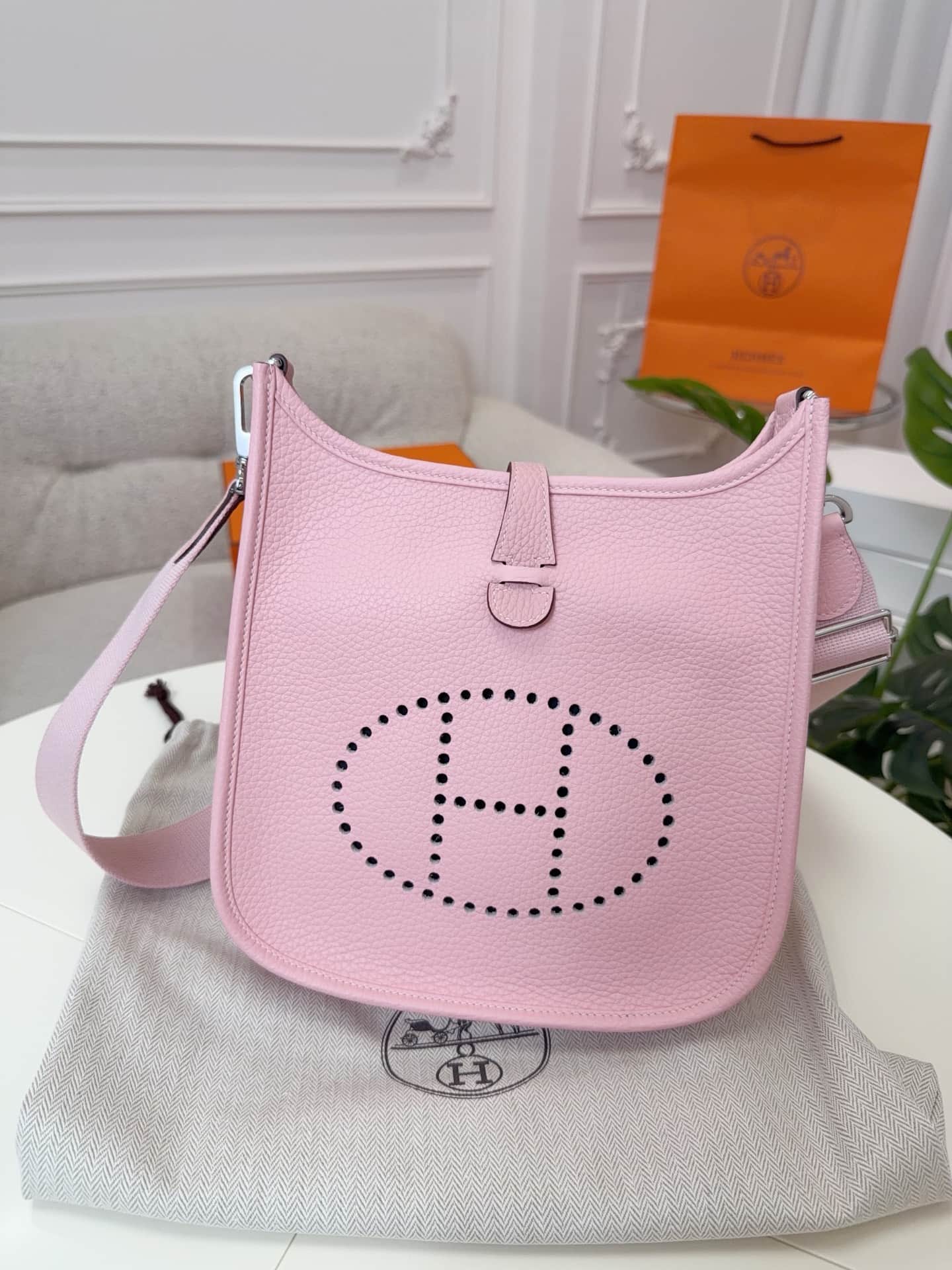 Hermes Evelyne Mini 23 Bag Calfskin In Pink WAX High