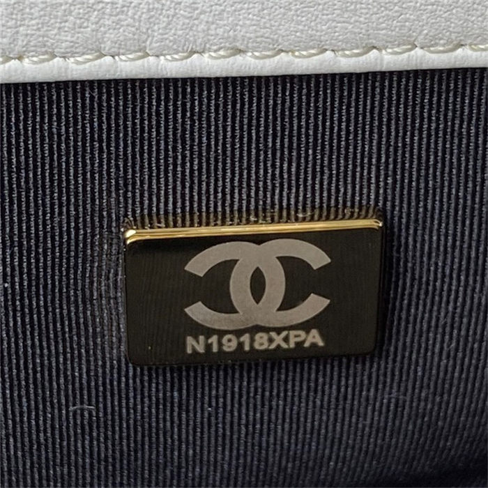 Large Chanel 19 Flap Bag Lambskin White Silver High
