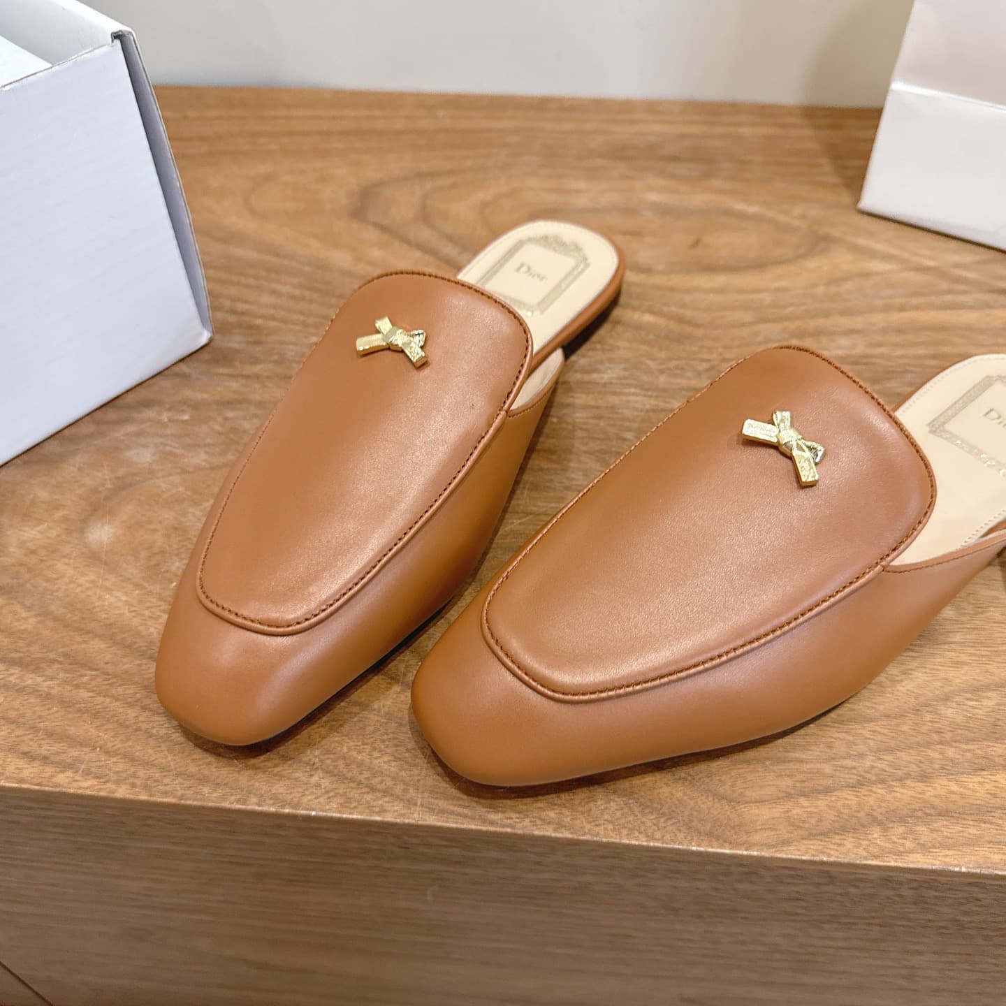 Dior Goatskin Baby Bow Mules