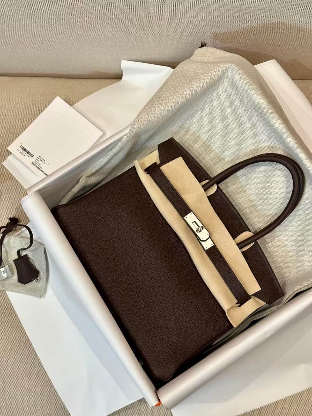 Hermes Birkin 25/30/35cm Bag Togo Leather In Ebene WAX High