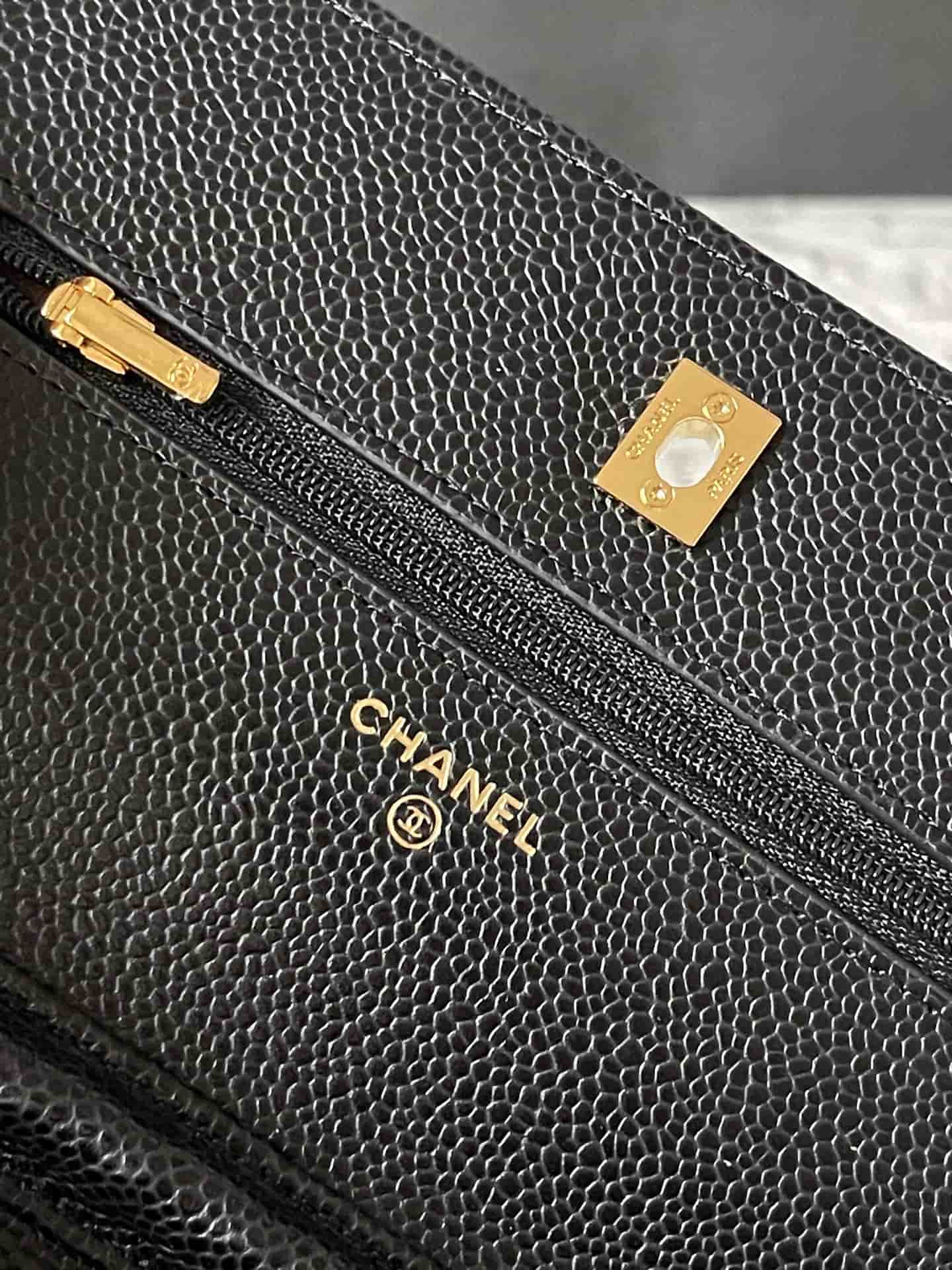 Chanel Classic Wallet on Chain Grained Shiny Calfskin & Gold-Tone Metal AP4241 Black A