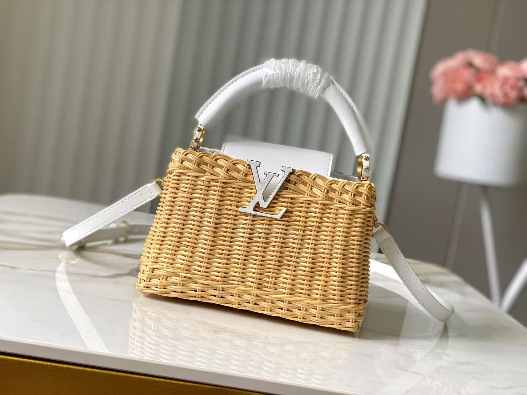 Louis Vuitton Capucines Mini Rattan and cowhide leather M26004 White Top