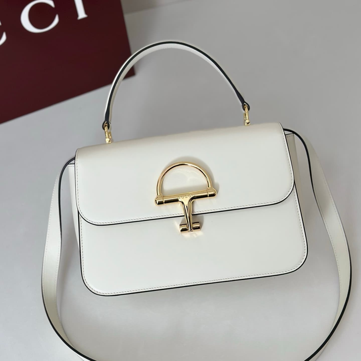 Gucci Siena medium top handle bag 855535 White High