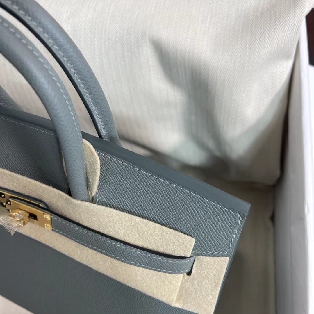 Hermes Birkin Sellier Bag 25/30cm Epsom Leather WAX Blue Lin High