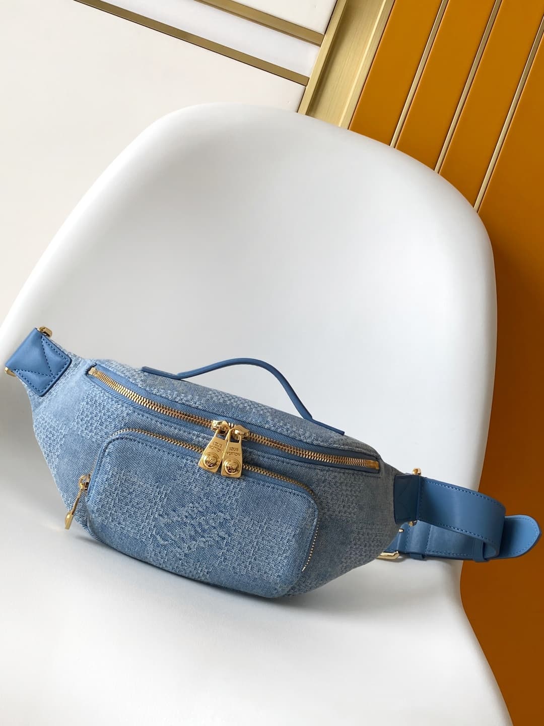 Louis Vuitton Rush Bumbag Denim Blue Damier Denim 3D cotton canvas N00205 High
