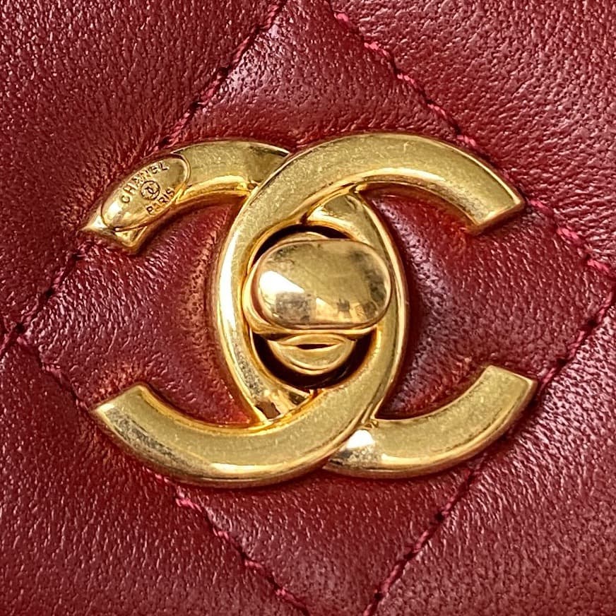Chanel Wallet on Chain AP3504 Lambskin, Imitation Pearls, Strass & Gold-Tone Metal Burgundy A