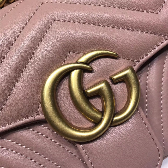 GG Marmont small matelassé shoulder bag 443497 Dusty Pink High