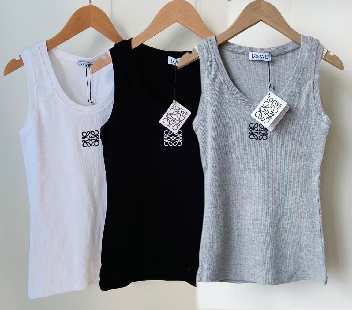 LOEWE Anagram-embroidered ribbed-knit Tank Top