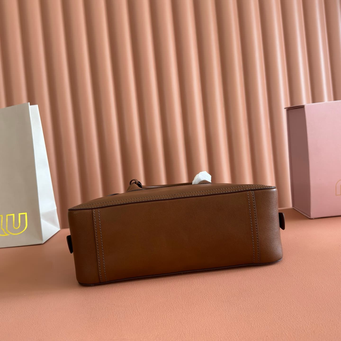 Miu Miu Vivant nappa leather bag Caramel 5BB200  TOP