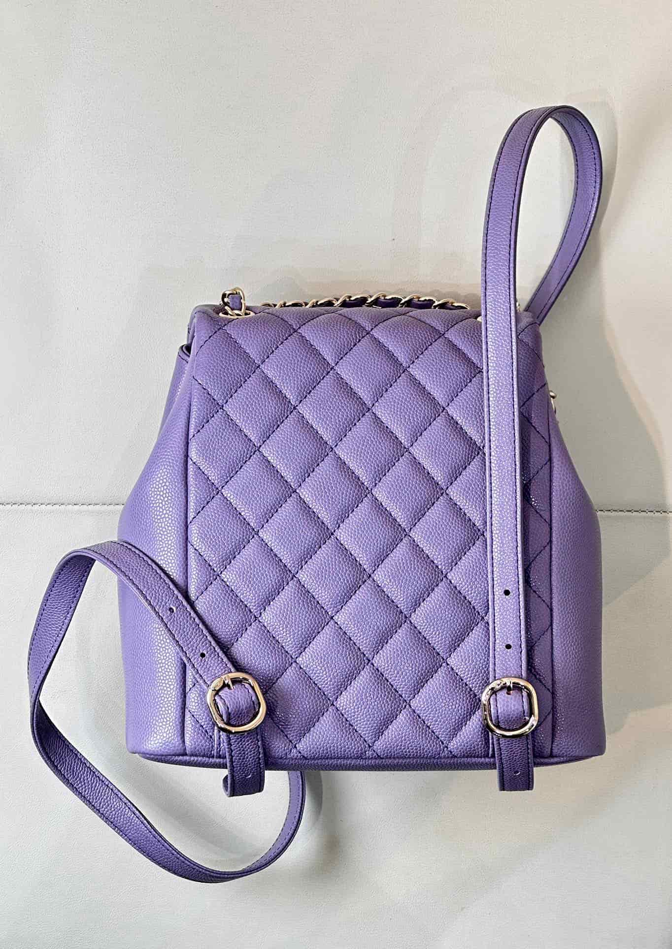 Chanel BACKPACK AS3860 Grained Shiny Calfskin & Gold-Tone Metal Purple TOP