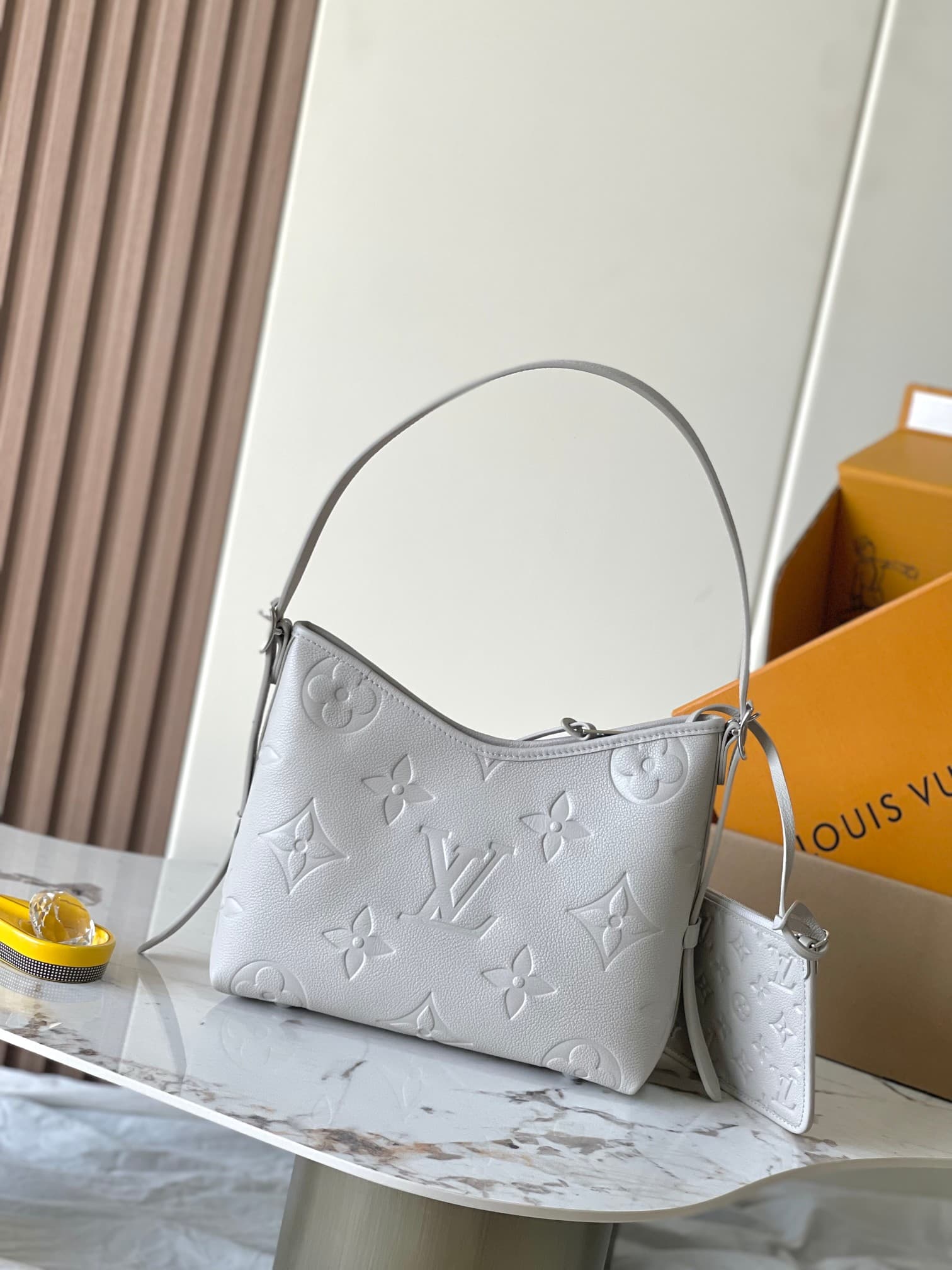 Louis Vuitton CarryAll PM Monogram Empreinte Leather M12917 Brume Gray TOP