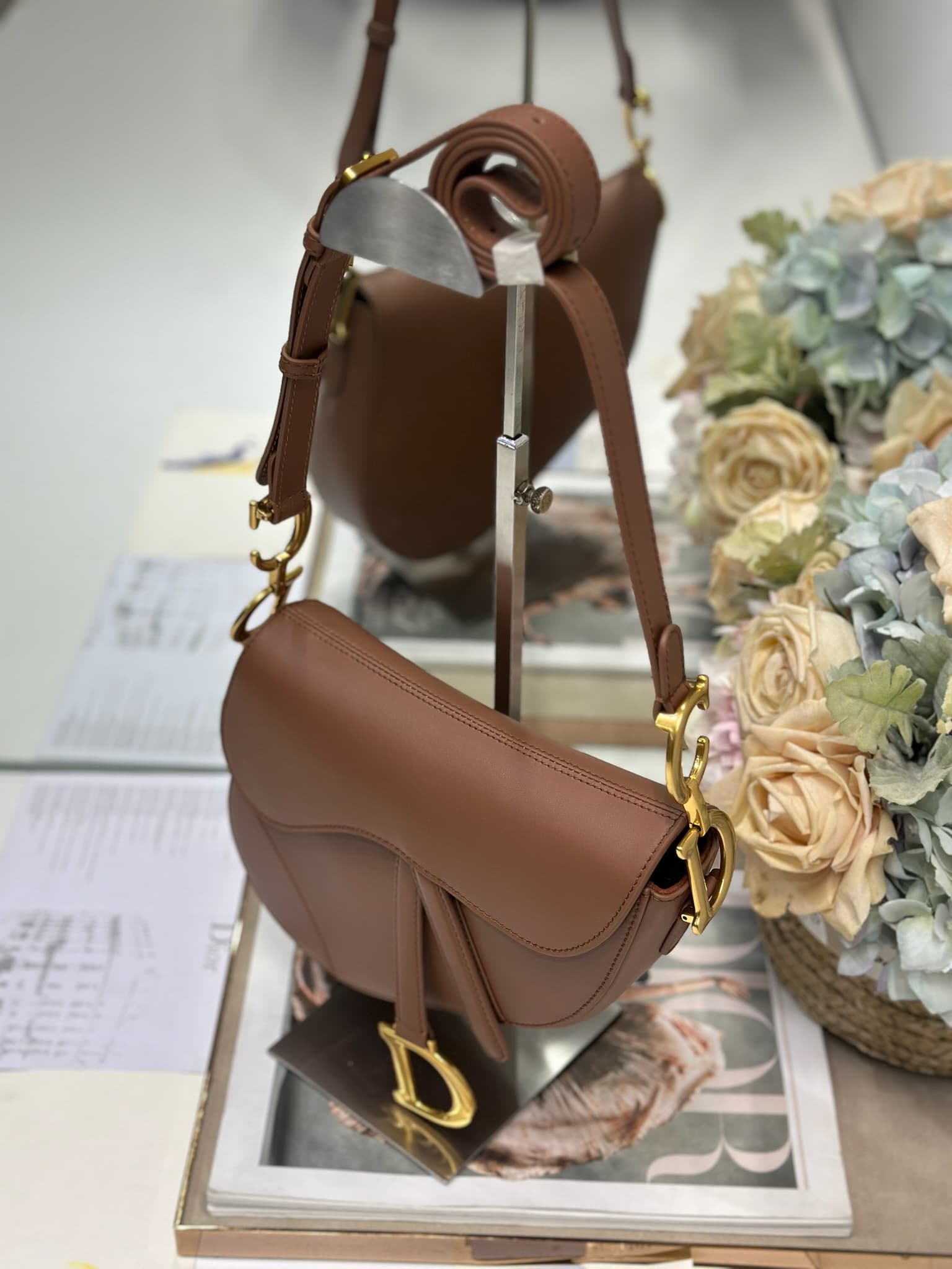 Mini SADDLE BAG Calfskin Brown High