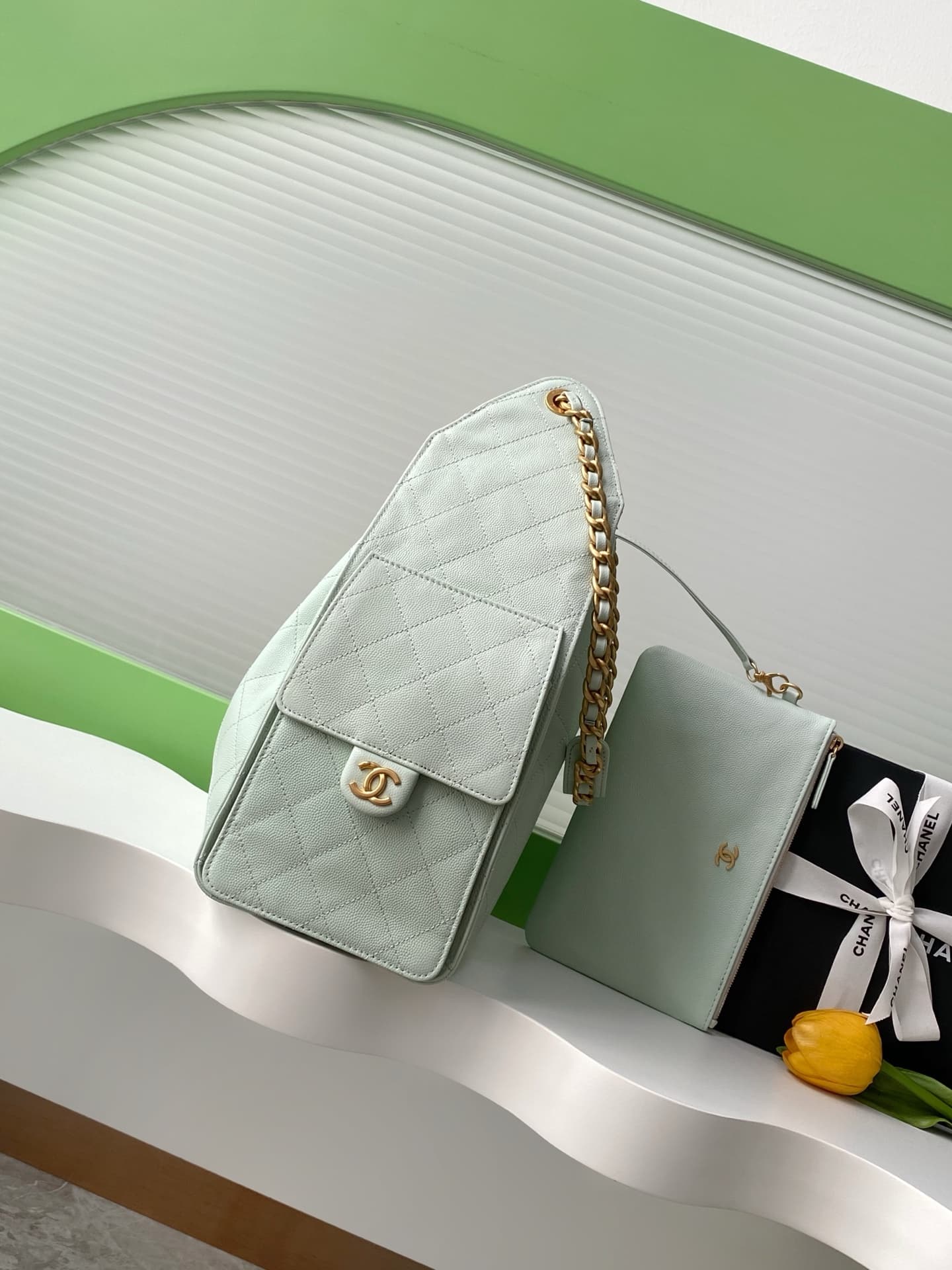 Chanel 25 Medium Hobo Medium handbag AS5311 Grained Calfskin & Gold-tone Metal Green A
