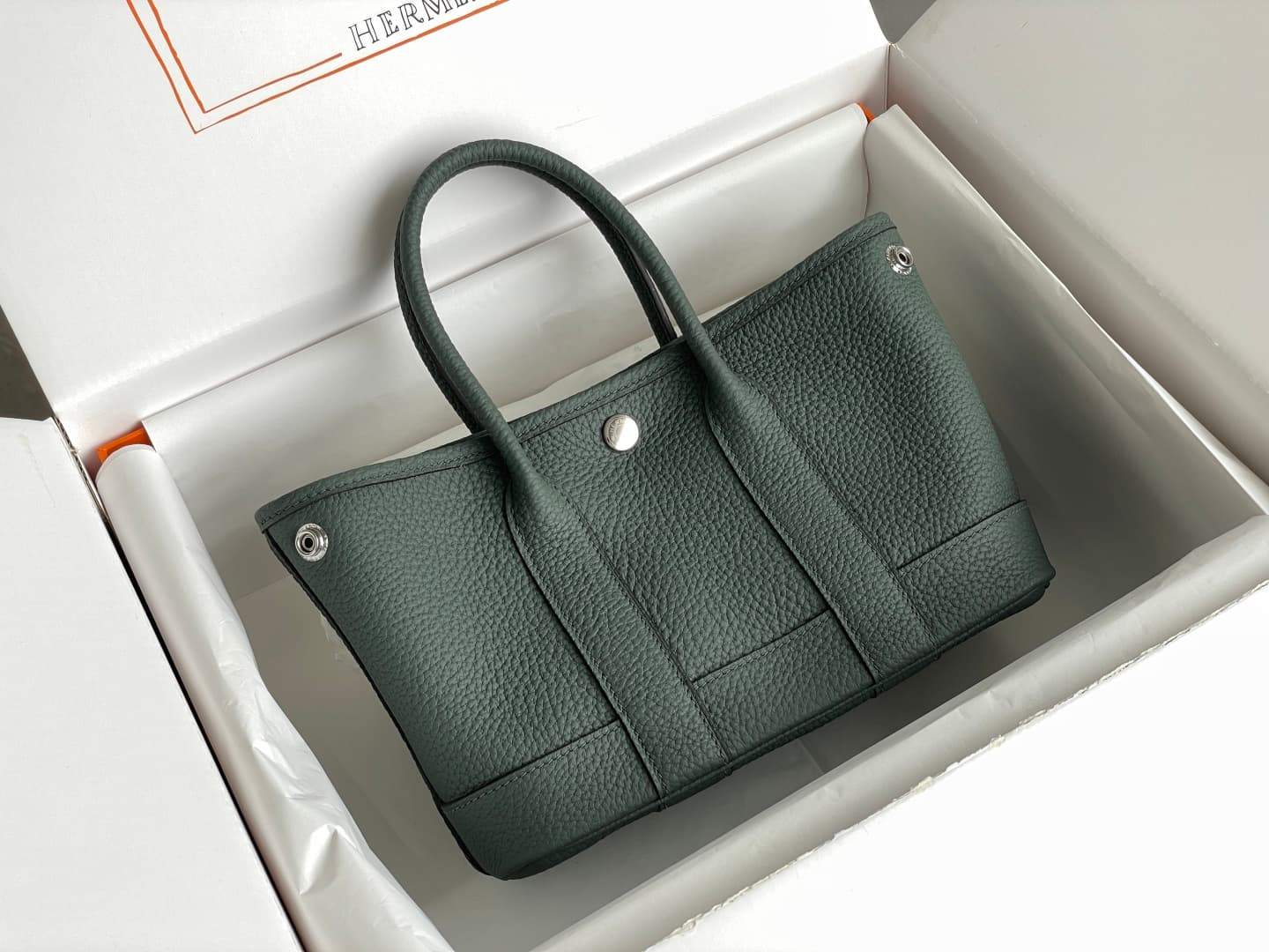 Hermes Garden Party 23 bag in Vert Amande Togo Leather WAX High
