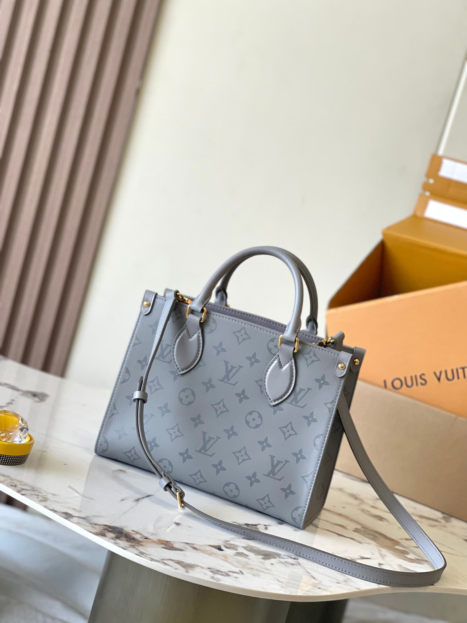 Louis Vuitton OnTheGo PM Trianon Gray Calfskin leather M12465 TOP