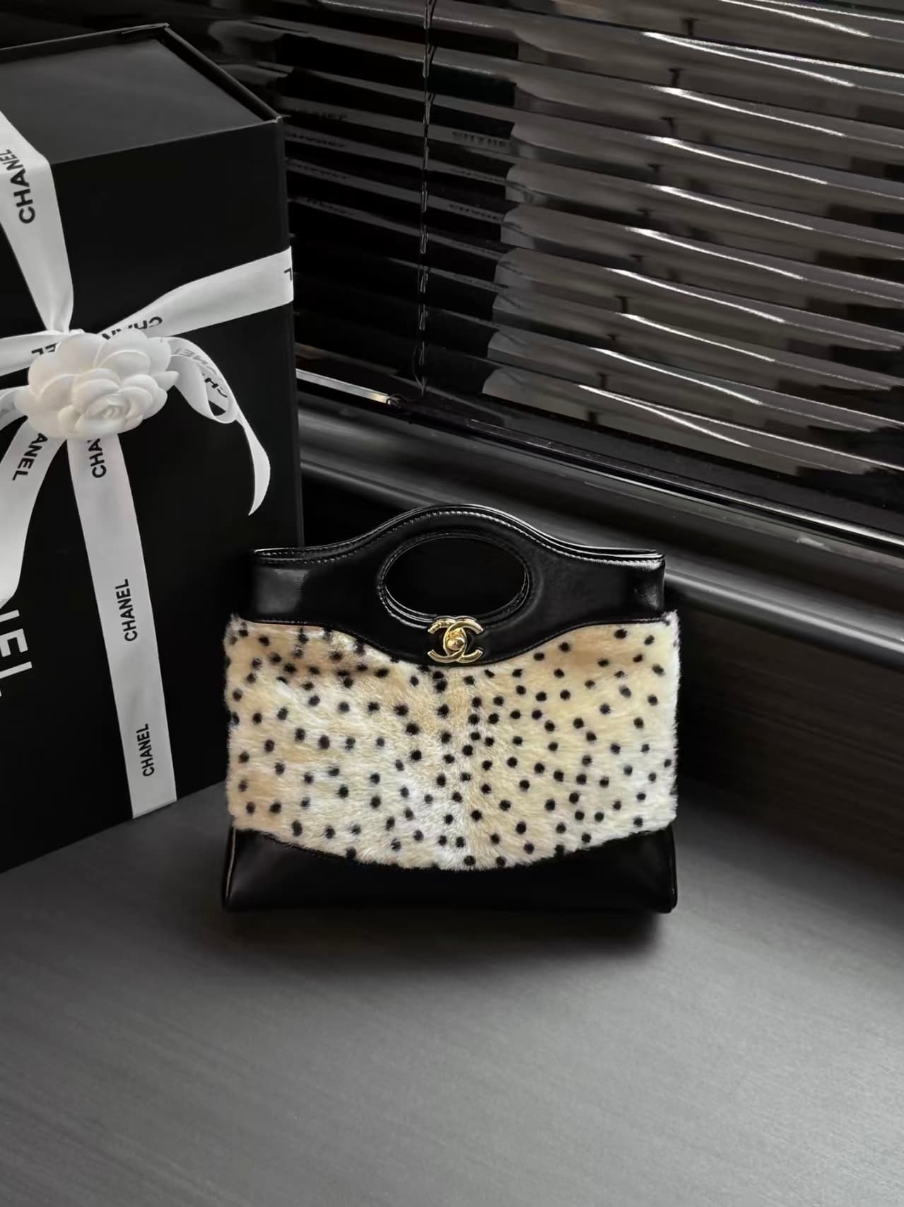 Chanel 31 SHOPPING BAG Mini AS4133 Cheetah-printed Pony Hair Gold-Tone Metal A