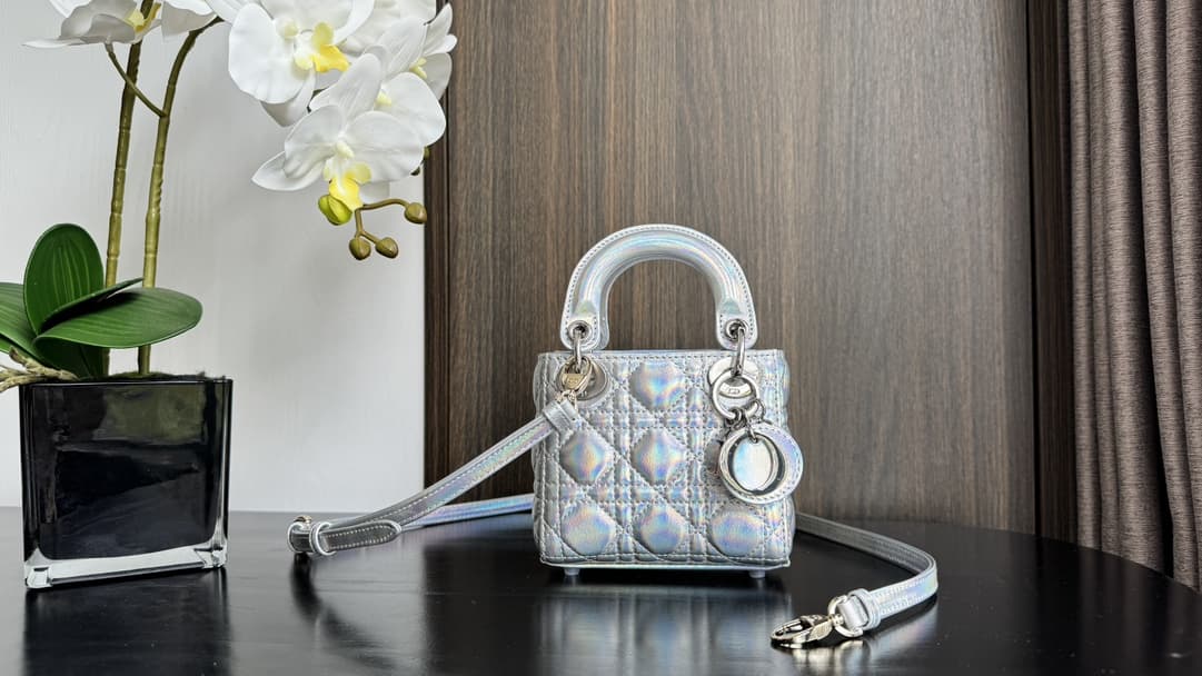 MICRO LADY Dior BAG Cannage Lambskin Iridescent Metallic High