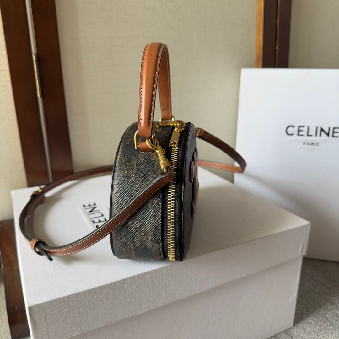 Celine Half Moon Case in Triomphe Canvas and Calfskin High