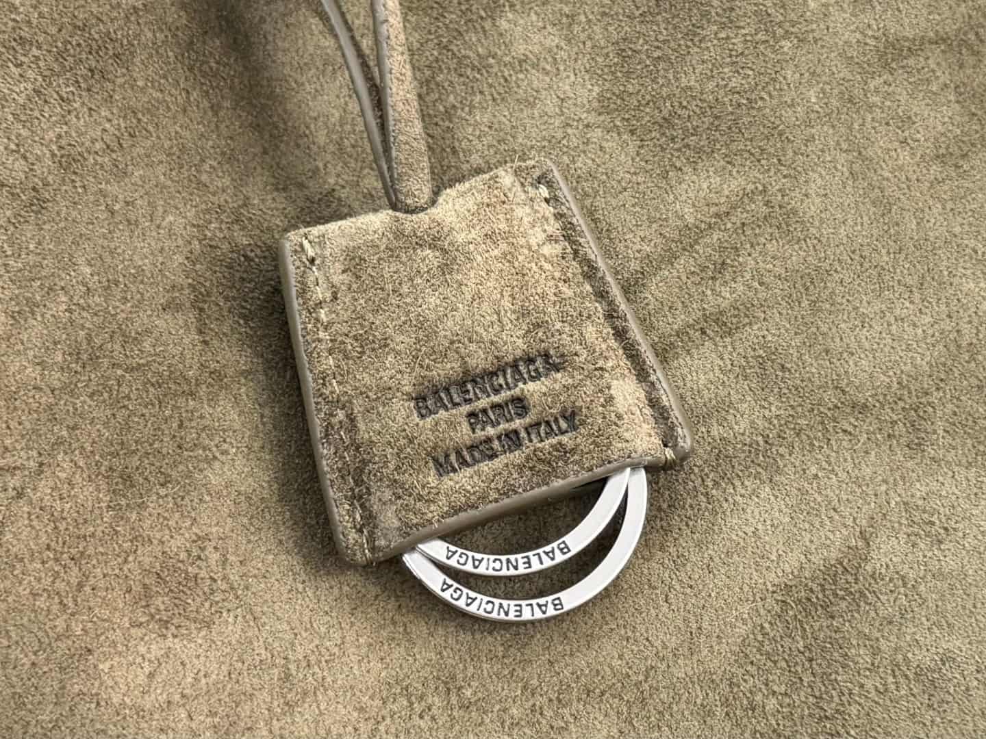 Balenciaga Rodeo Large Bag in Khaki Waxed Suede Calfskin With Silver-Tone Metal TOP