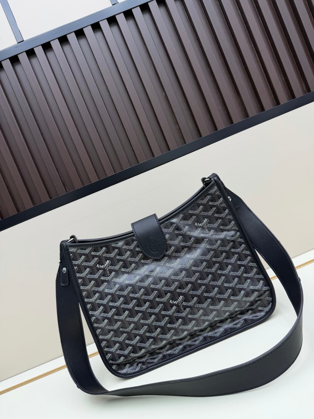 Goyard Musette PM bag in black Goyardine canvas Mid