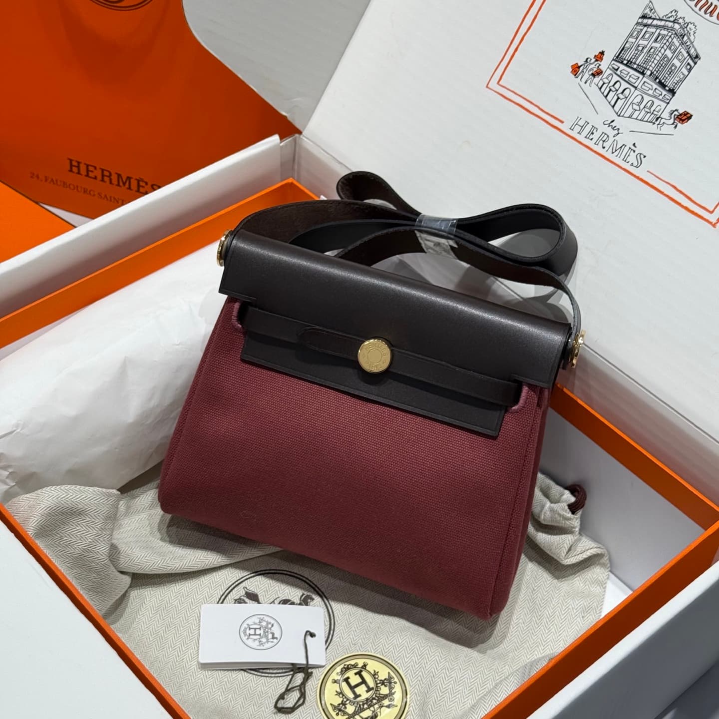 Hermes Herbag Zip Mini 20 bag Canvas and Leather TOP