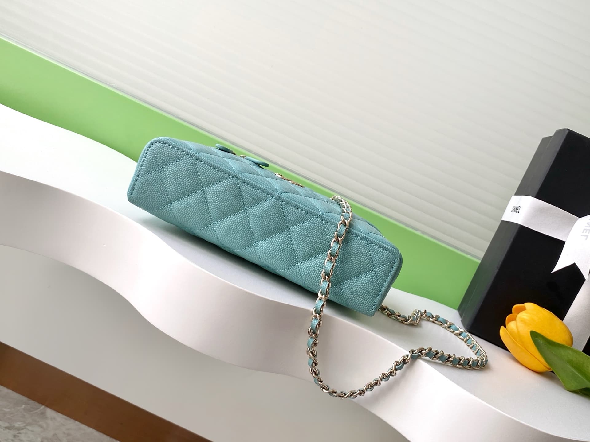 Chanel VANITY WITH CHAIN AP4407 Grained Calfskin & Gold-Tone Metal Blue High