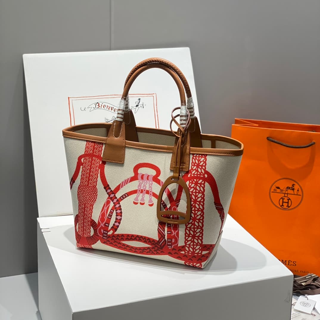Hermes Steeple Bags Leather with Canvas WAX High