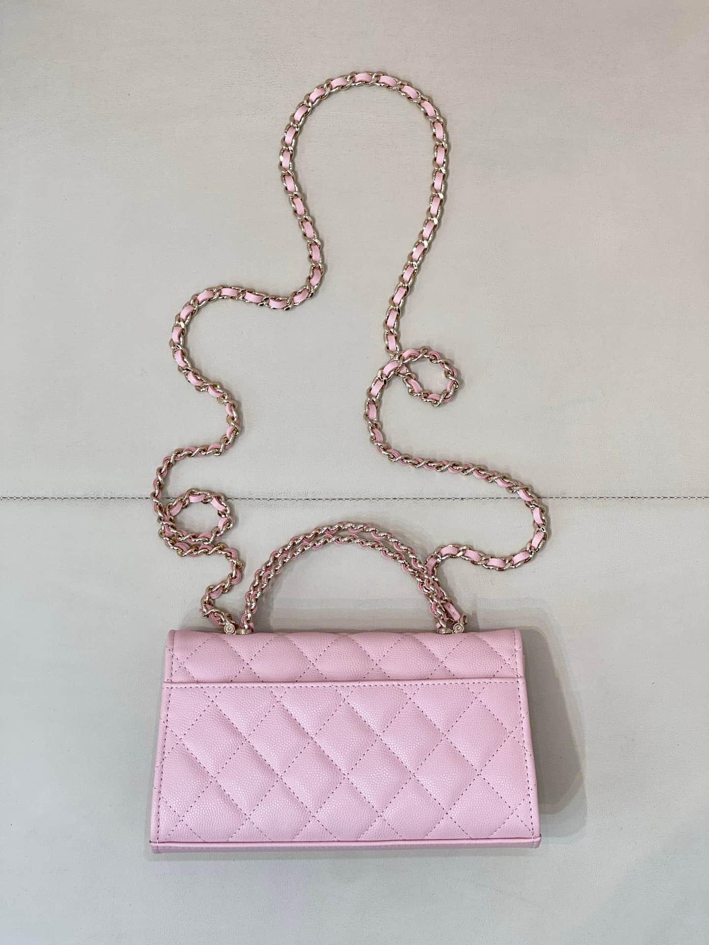 Chanel Clutch with chain Grained Calfskin&Gold-Tone Metal Pink AP3238 TOP