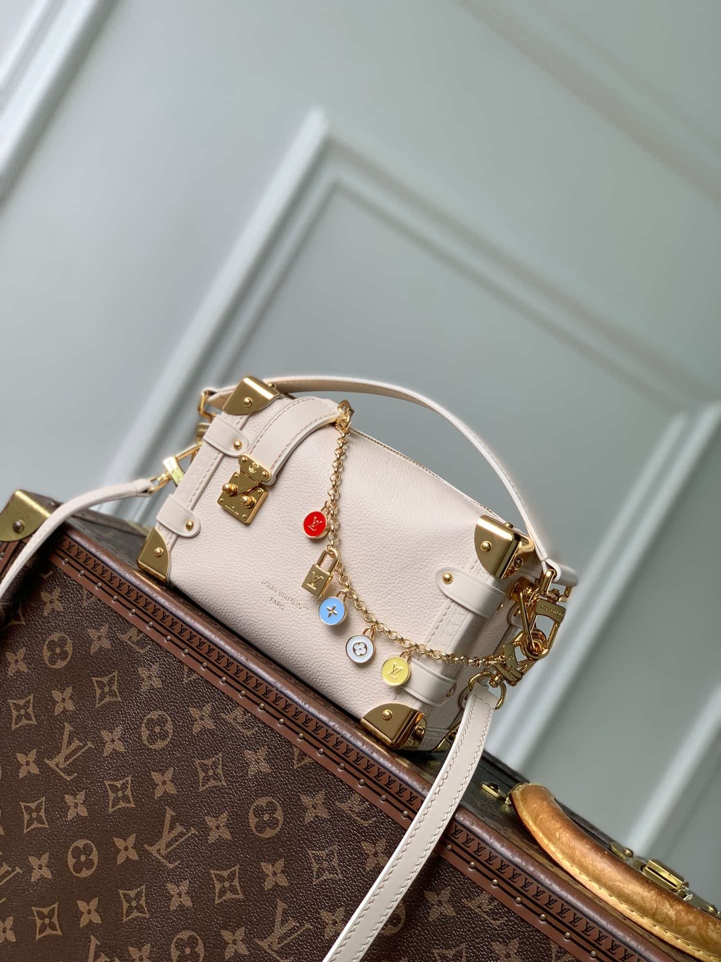 Louis Vuitton Side Trunk PM Chalk Calf leather M27438 High
