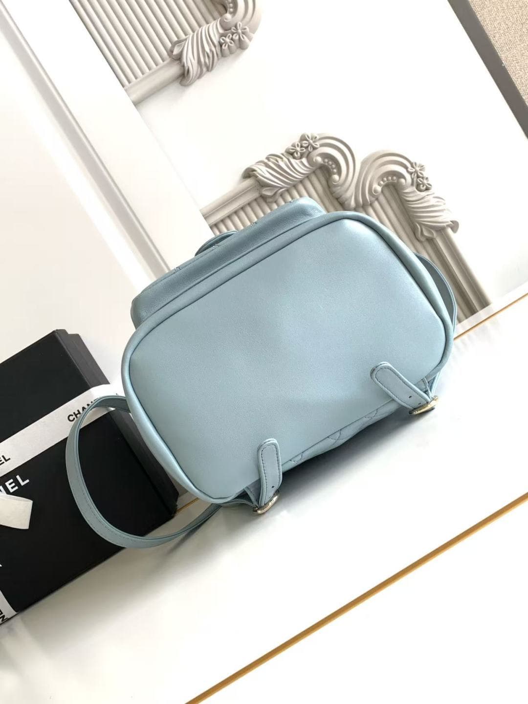 Chanel Medium Quilted Duma Backpack Lambskin AS3618 Blue A
