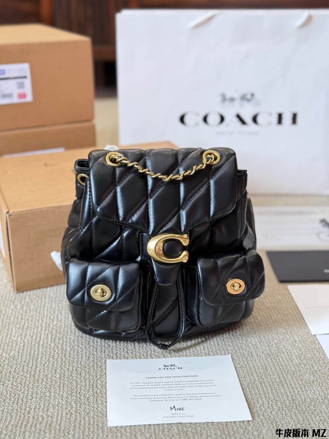 Coach Tabby Backpack With Pillow Quilting Nappa leather Black