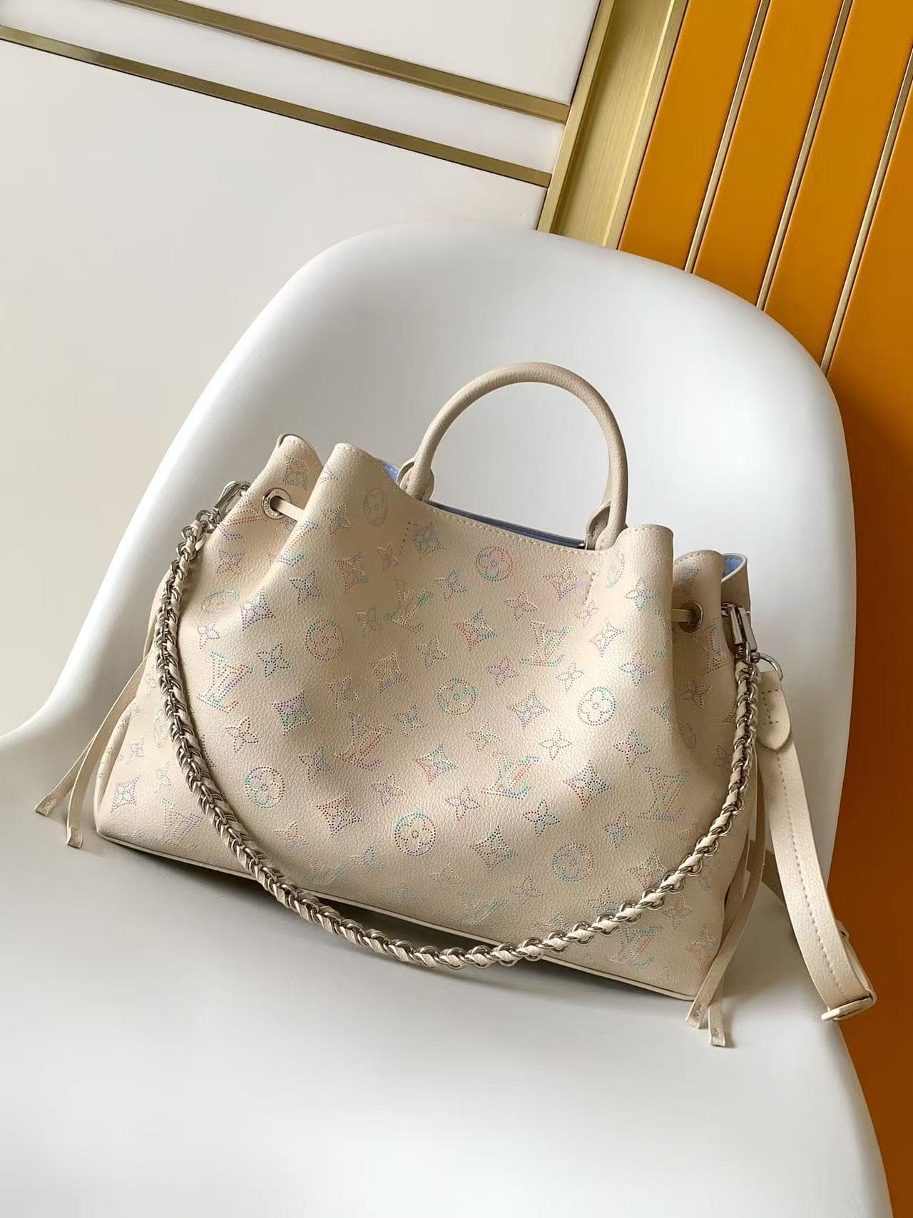 Louis Vuitton Bella Tote Link Quartz Perforated Mahina calfskin leather M2A169 High