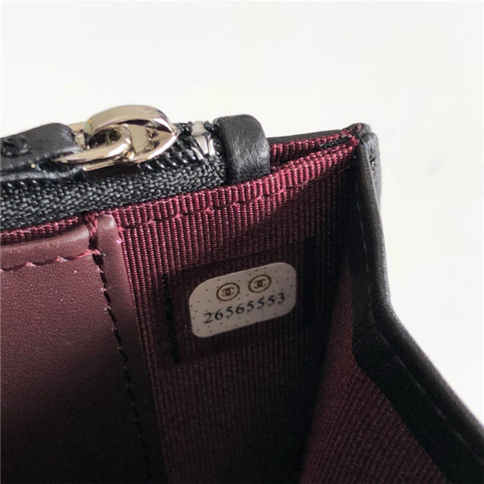 Classic Wallet on Chain A33814 Lambskin Black Gold Metal B