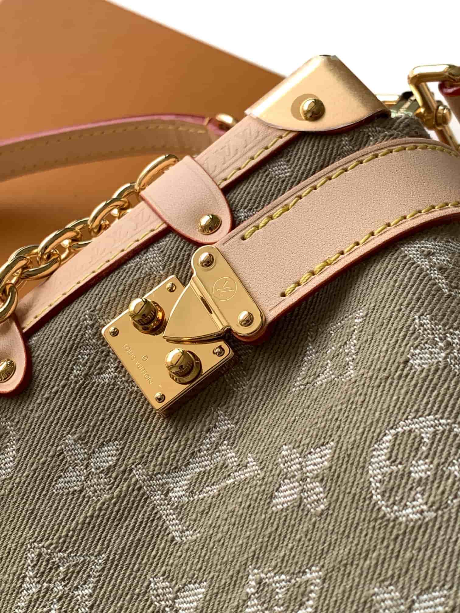 Louis Vuitton Side Trunk MM East West Khaki Denim M27451 High