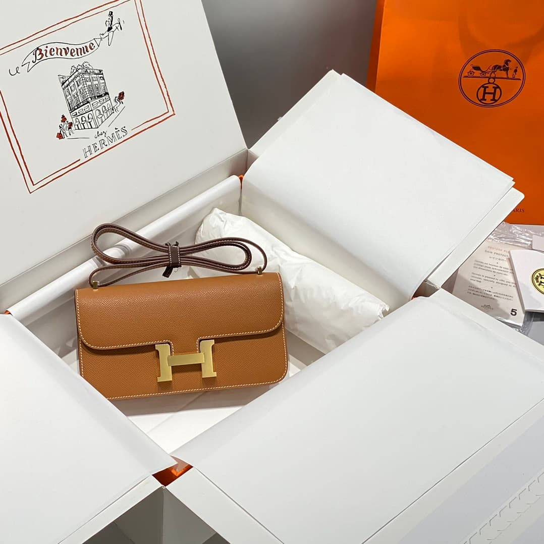 Hermès Constance Elan shoulder bag in Gold Epsom leather WAX High